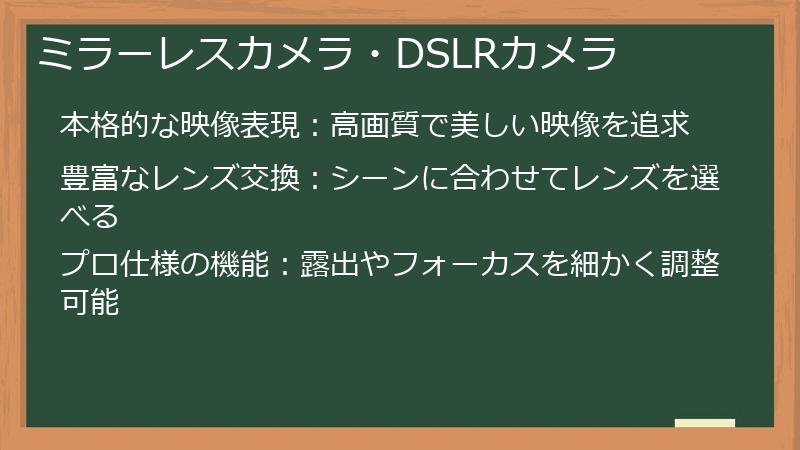 ミラーレスカメラ・DSLRカメラ