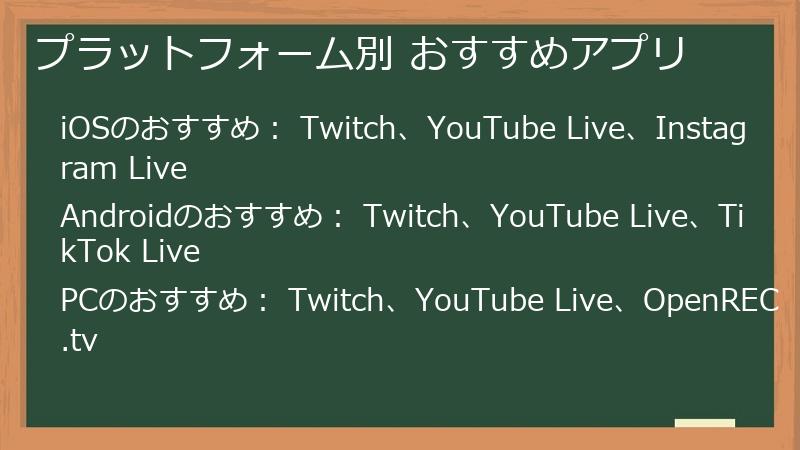 プラットフォーム別 おすすめアプリ
