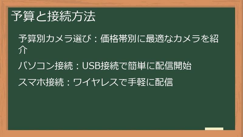 予算と接続方法