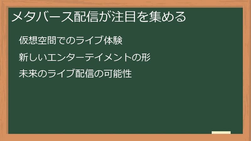 メタバース配信が注目を集める