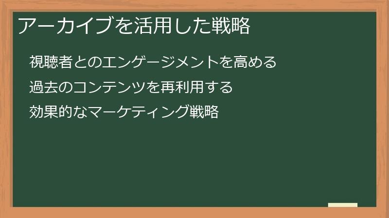 アーカイブを活用した戦略
