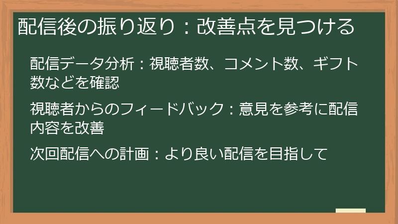 配信後の振り返り:改善点を見つける