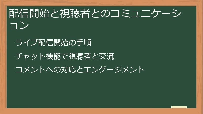 配信開始と視聴者とのコミュニケーション