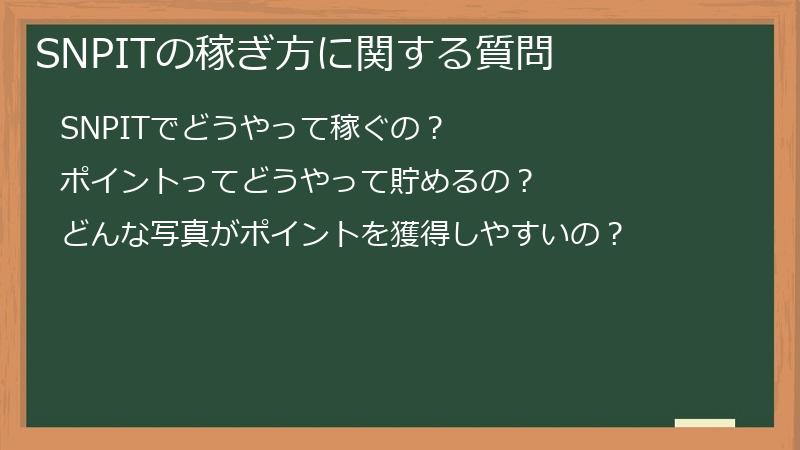 SNPITの稼ぎ方に関する質問