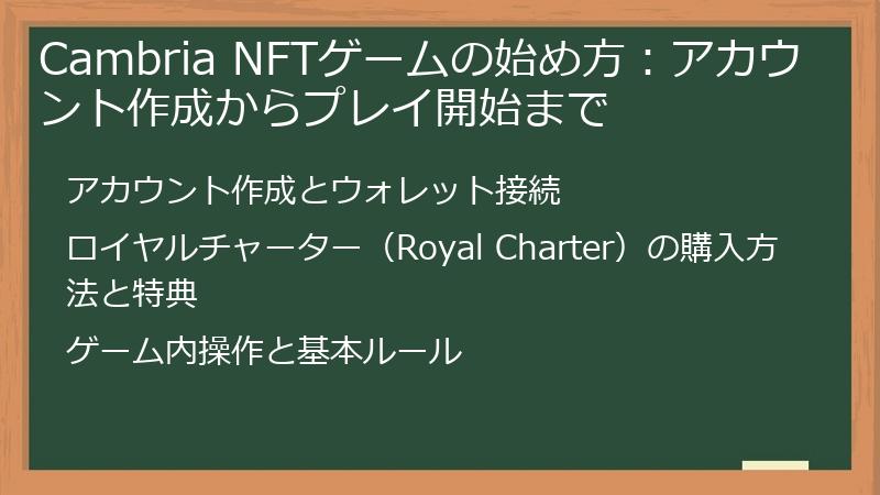 Cambria NFTゲームの始め方：アカウント作成からプレイ開始まで