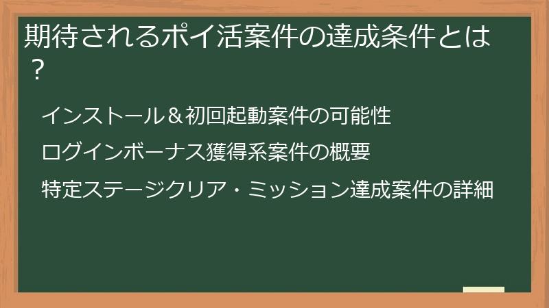 期待されるポイ活案件の達成条件とは？