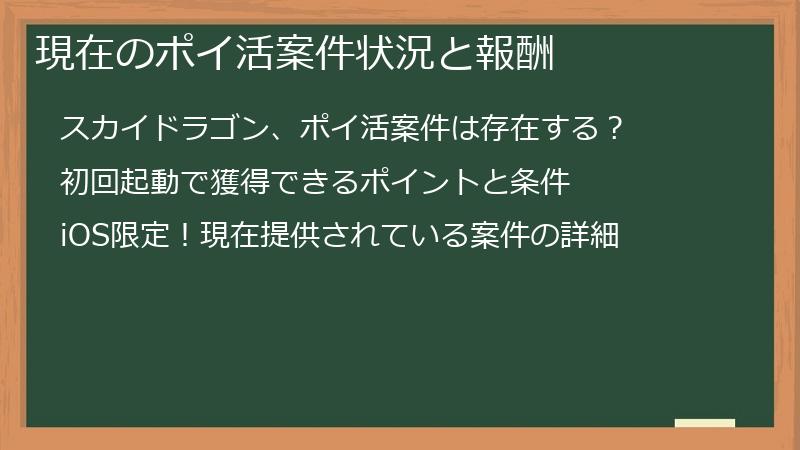現在のポイ活案件状況と報酬