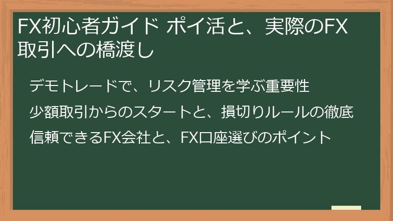 FX初心者ガイド ポイ活と、実際のFX取引への橋渡し