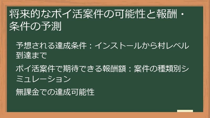 将来的なポイ活案件の可能性と報酬・条件の予測