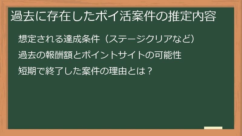 過去に存在したポイ活案件の推定内容