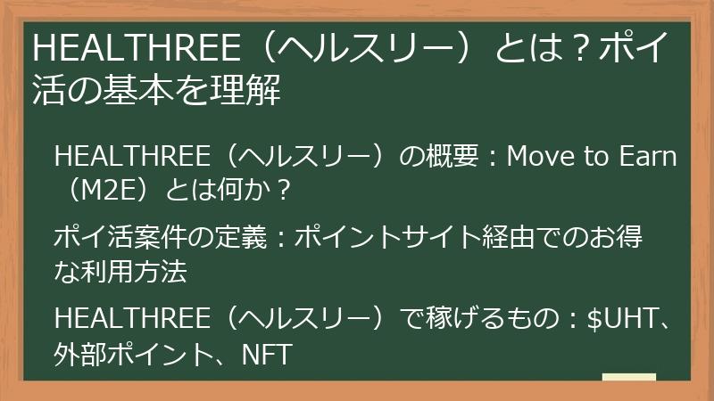 HEALTHREE（ヘルスリー）とは？ポイ活の基本を理解