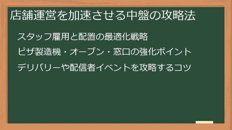 店舗運営を加速させる中盤の攻略法