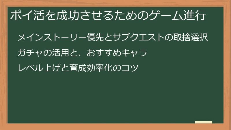ポイ活を成功させるためのゲーム進行