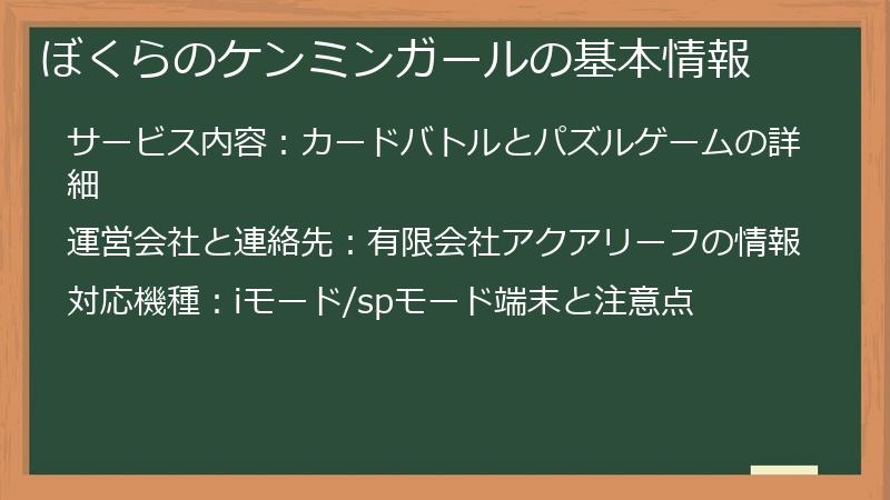 ぼくらのケンミンガールの基本情報