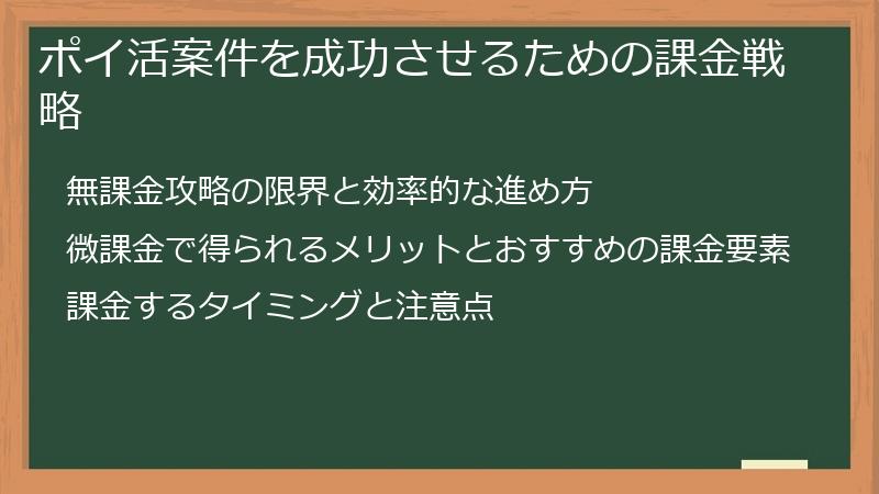 ポイ活案件を成功させるための課金戦略