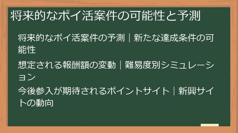 将来的なポイ活案件の可能性と予測