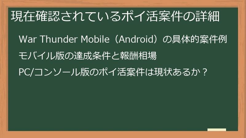 現在確認されているポイ活案件の詳細