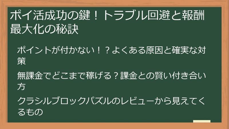ポイ活成功の鍵！トラブル回避と報酬最大化の秘訣