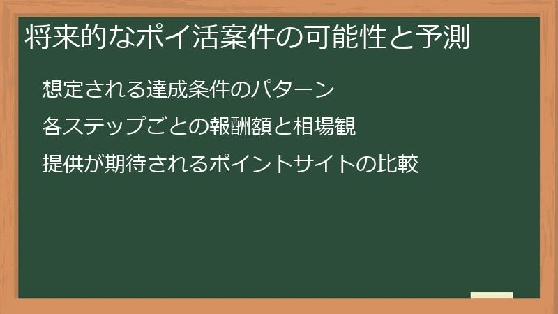 将来的なポイ活案件の可能性と予測