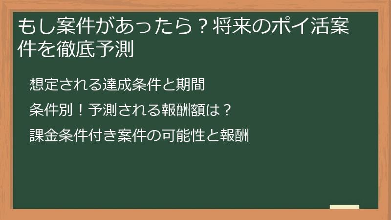 もし案件があったら？将来のポイ活案件を徹底予測
