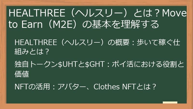 HEALTHREE（ヘルスリー）とは？Move to Earn（M2E）の基本を理解する