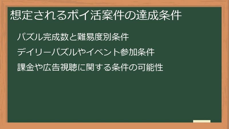 想定されるポイ活案件の達成条件