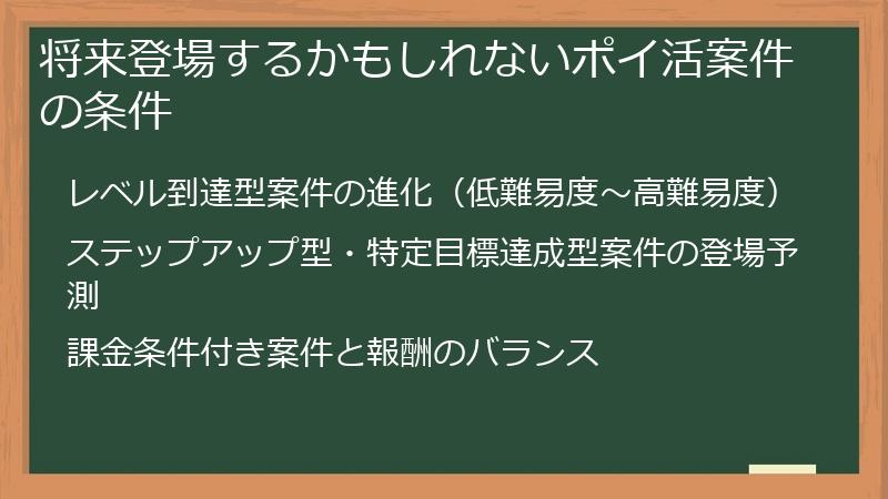 将来登場するかもしれないポイ活案件の条件