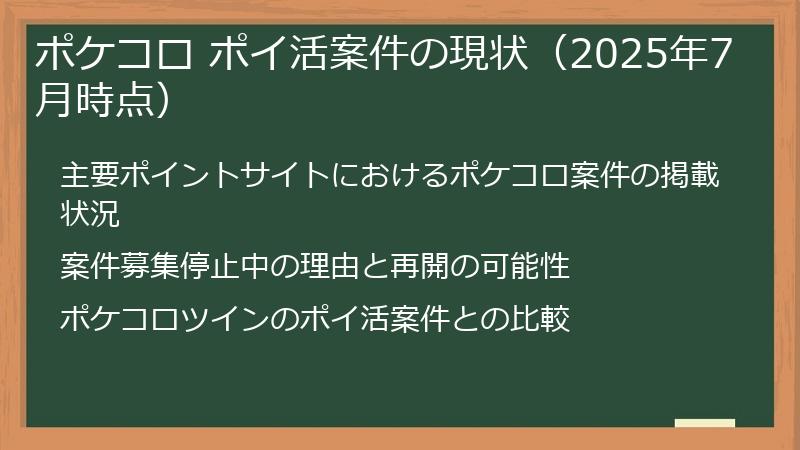 ポケコロ ポイ活案件の現状（2025年7月時点）