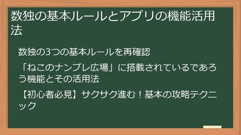 数独の基本ルールとアプリの機能活用法