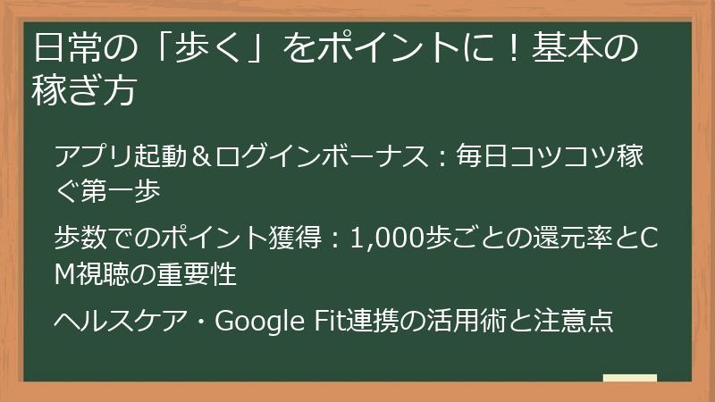 日常の「歩く」をポイントに！基本の稼ぎ方