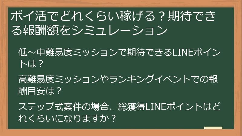 ポイ活でどれくらい稼げる？期待できる報酬額をシミュレーション