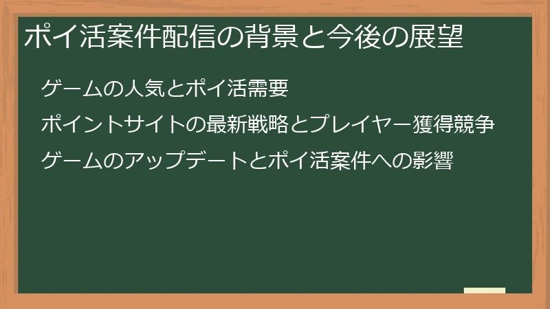 ポイ活案件配信の背景と今後の展望