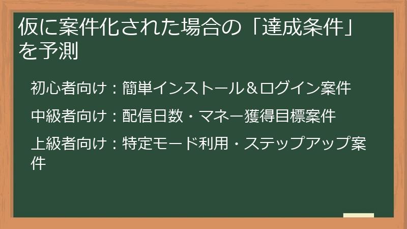 仮に案件化された場合の「達成条件」を予測