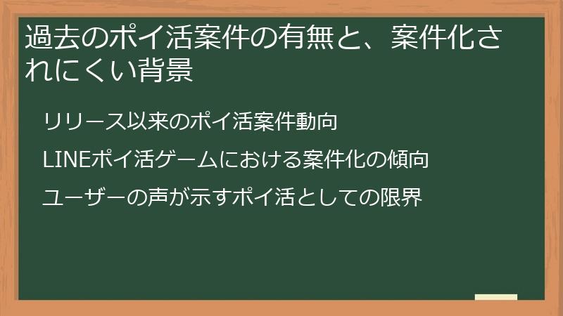 過去のポイ活案件の有無と、案件化されにくい背景