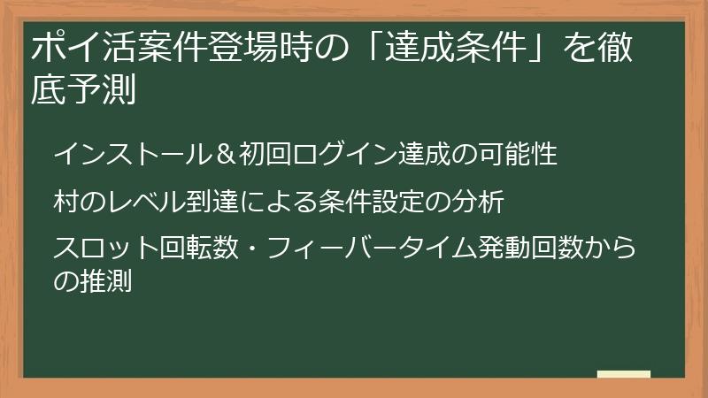 ポイ活案件登場時の「達成条件」を徹底予測