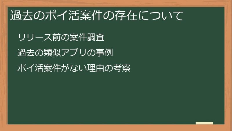 過去のポイ活案件の存在について