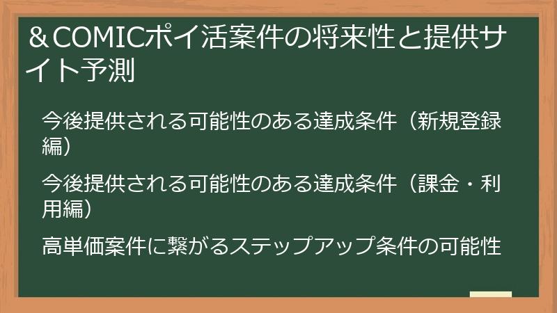 ＆COMICポイ活案件の将来性と提供サイト予測