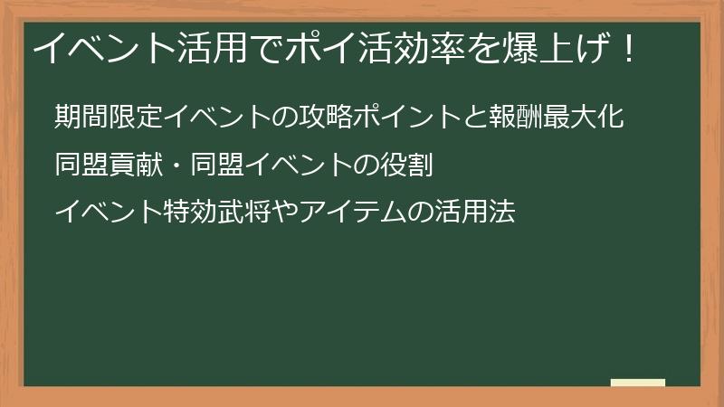 イベント活用でポイ活効率を爆上げ！