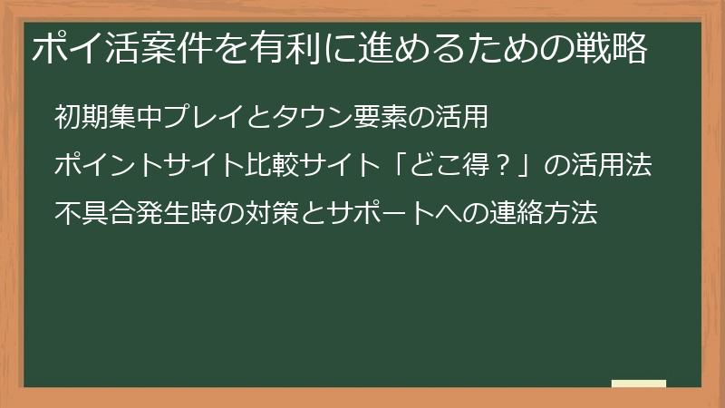 ポイ活案件を有利に進めるための戦略