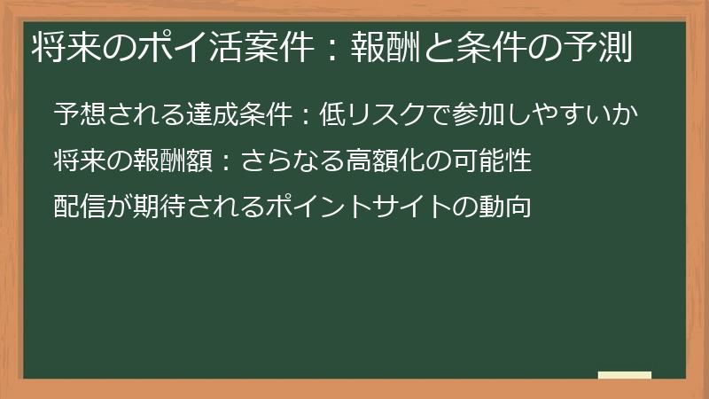 将来のポイ活案件：報酬と条件の予測