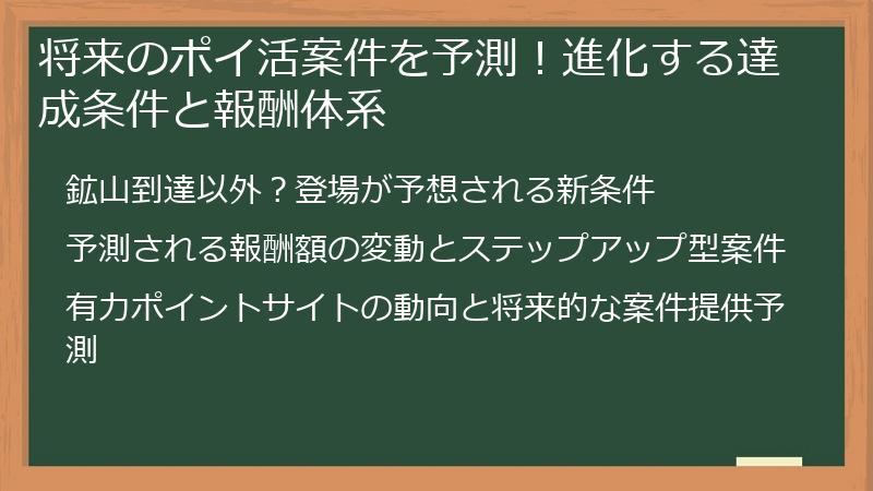 将来のポイ活案件を予測！進化する達成条件と報酬体系