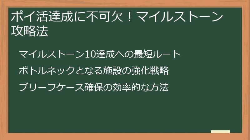 ポイ活達成に不可欠！マイルストーン攻略法