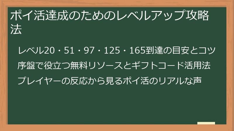 ポイ活達成のためのレベルアップ攻略法