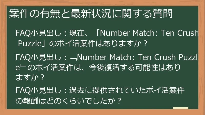 案件の有無と最新状況に関する質問
