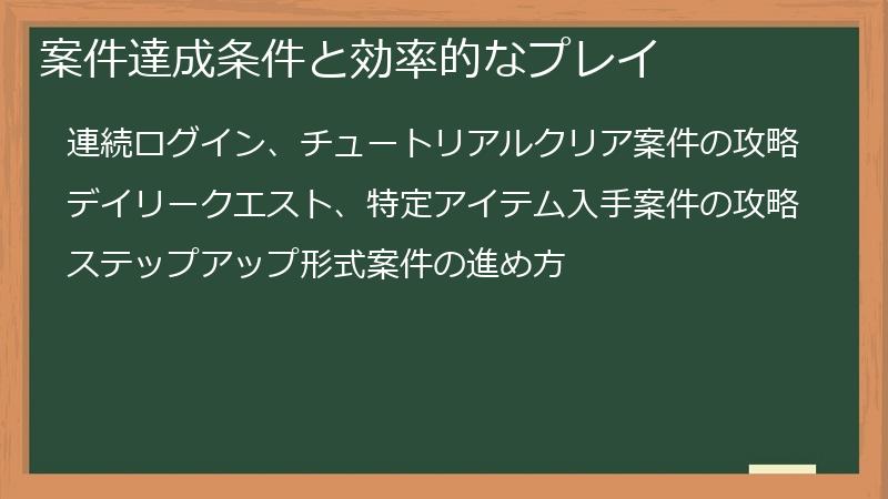 案件達成条件と効率的なプレイ