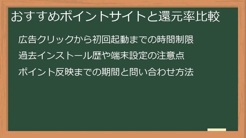おすすめポイントサイトと還元率比較