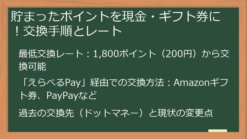 貯まったポイントを現金・ギフト券に！交換手順とレート