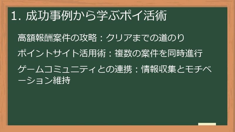 1. 成功事例から学ぶポイ活術