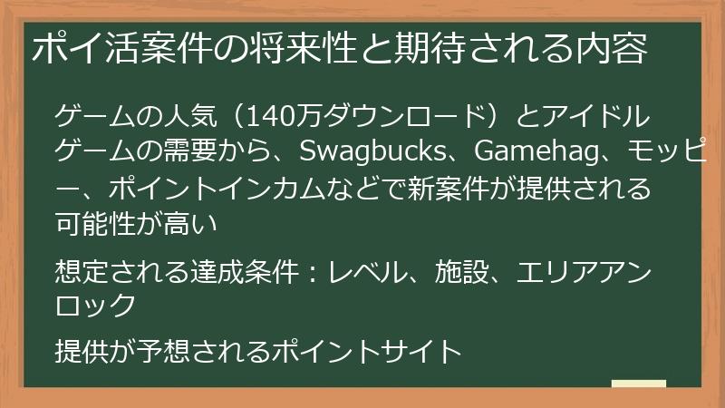 ポイ活案件の将来性と期待される内容
