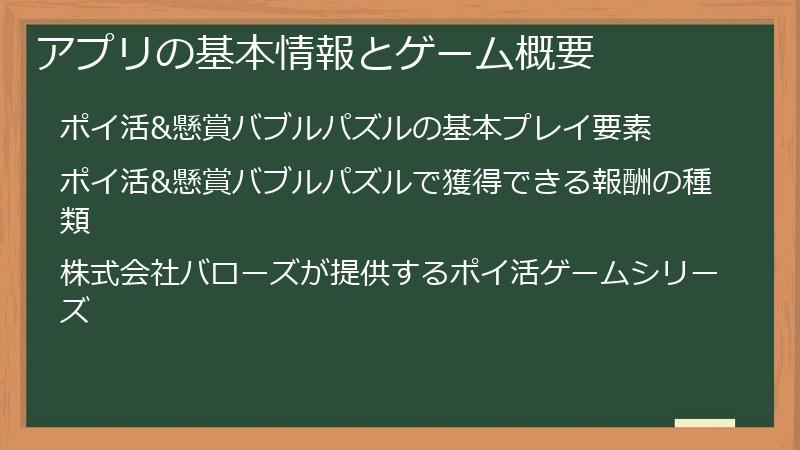 アプリの基本情報とゲーム概要